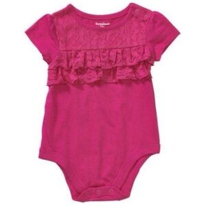 Hot Pink Lace Ruffle Creeper Bodysuit